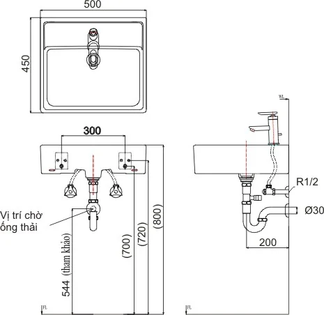 Lavabo chậu rửa mặt INAX AL-293VFC/BW1 đặt bàn 3 lỗ (AL293V)