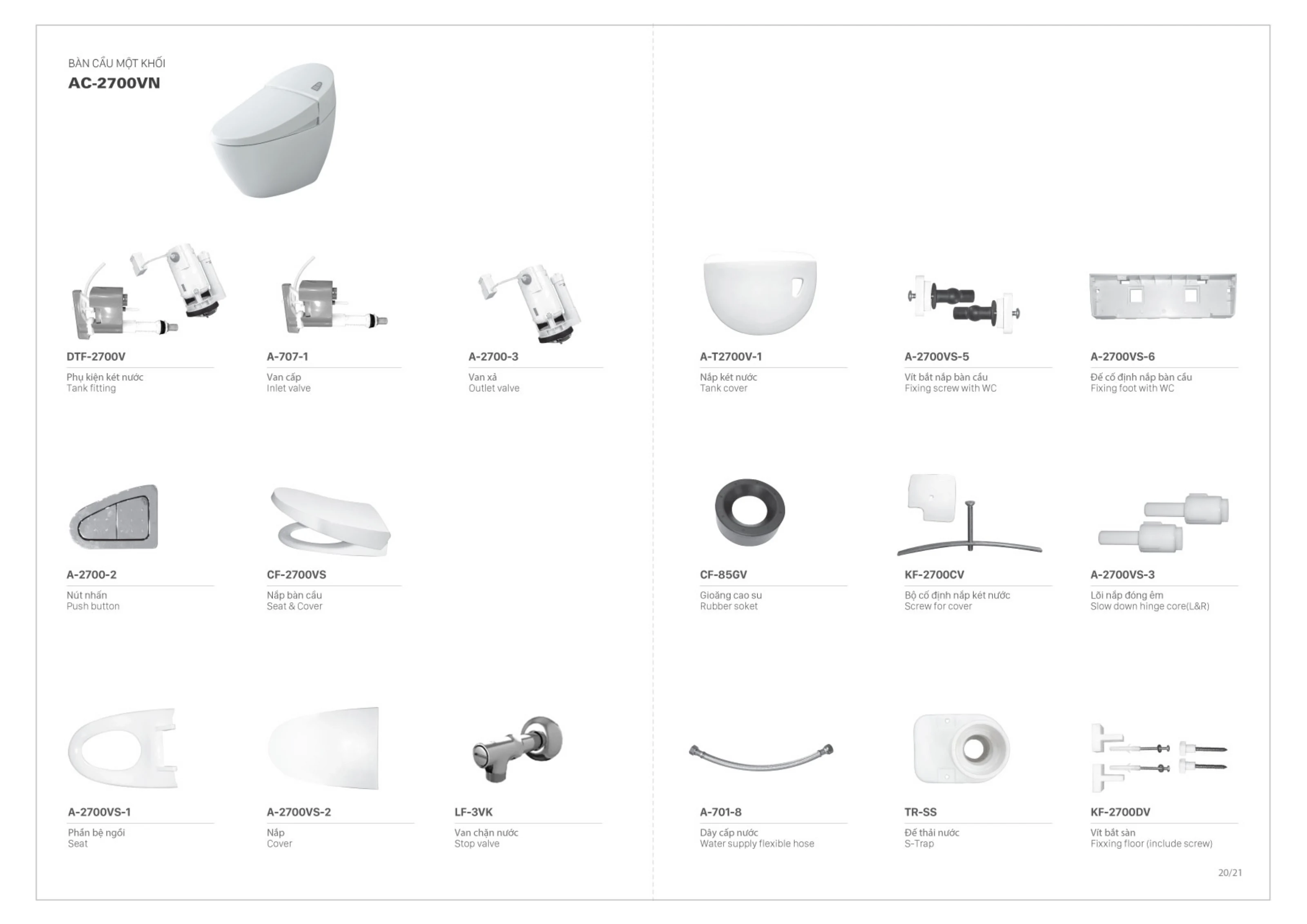 Bồn cầu 1 khối INAX AC-2700VN Aqua Ceramic (AC2700VN)