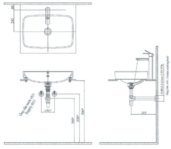 Lavabo chậu rửa mặt INAX AL-299V đặt bàn (AL299V)