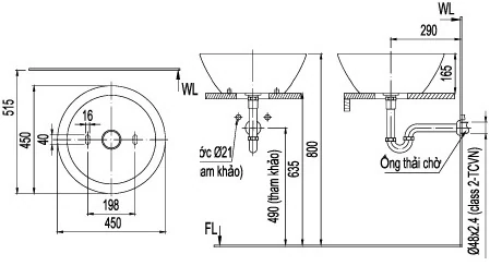 Lavabo chậu rửa mặt INAX L-445V đặt bàn (L445V)