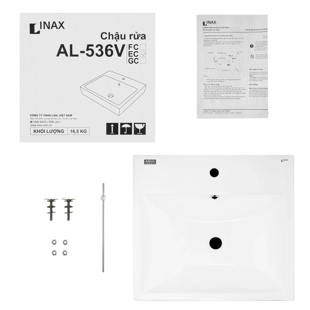 Lavabo chậu rửa mặt INAX AL-536V đặt bàn (AL536V)