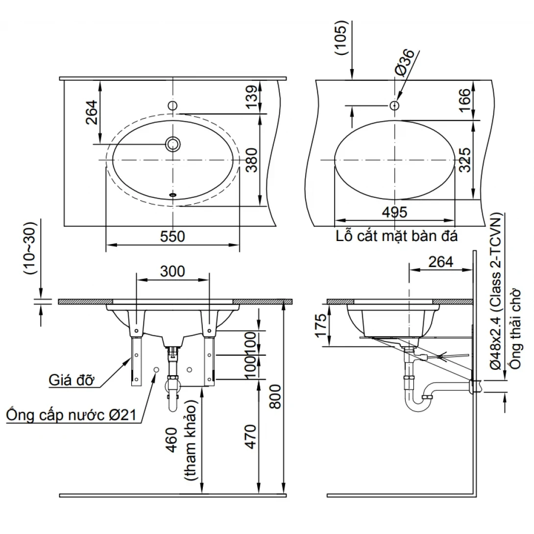 Lavabo chậu rửa mặt INAX L-2216V âm bàn (L-2216V)