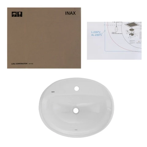 Lavabo chậu rửa mặt INAX L-2395V bán âm dương vành (L-2395V)