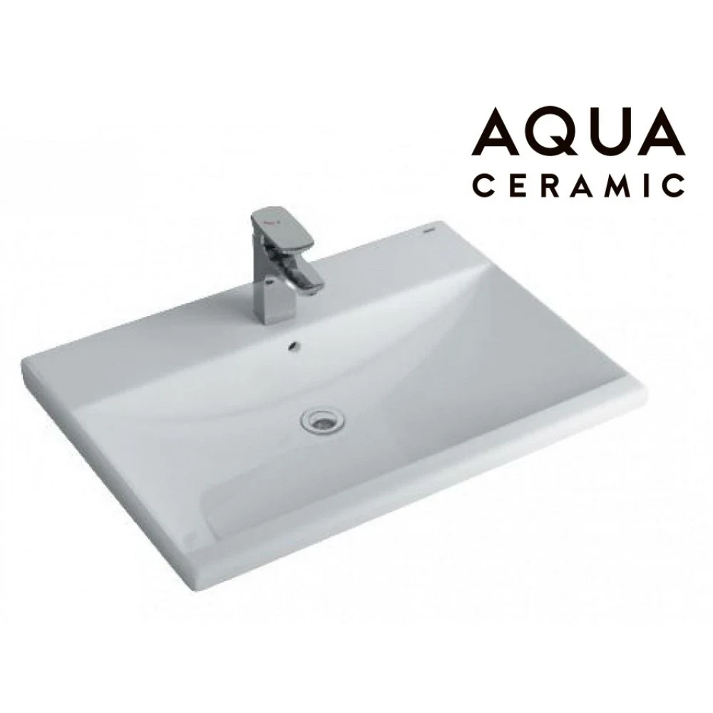 Lavabo chậu rửa mặt INAX AL-2397V bán âm dương vành sứ chống bám bẩn Aquaceramic (AL-2397V)
