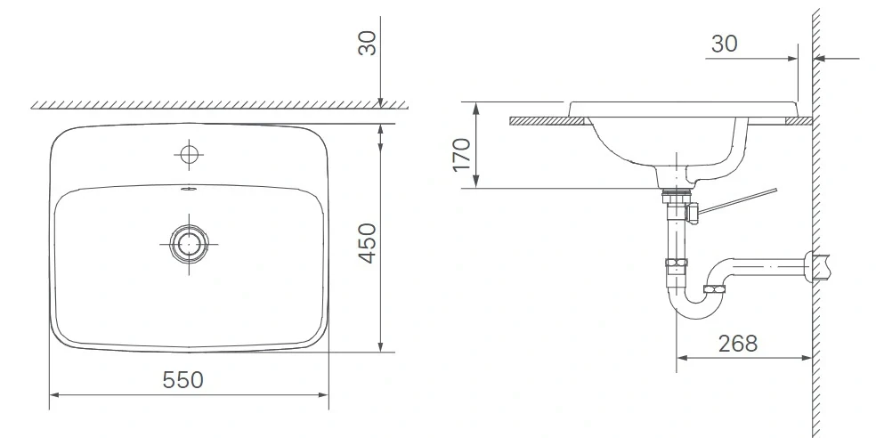 Lavabo chậu rửa mặt INAX L-2398V bán âm dương vành (L-2398V)