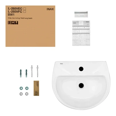 Lavabo chậu rửa mặt INAX L-285V treo tường + chân dài (L288V)