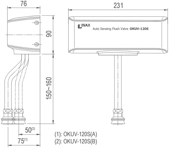 Xả tiểu cảm ứng INAX OKUV-120S(A) dùng pin