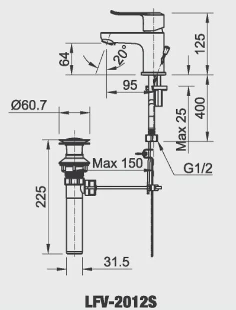 Vòi lavabo chậu rửa mặt INAX LFV-2012S nóng lạnh gật gù (LFV2012S)