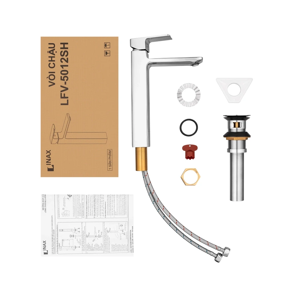 Vòi lavabo chậu rửa mặt INAX LFV-5012SH nóng lạnh cổ cao (LFV5012SH)