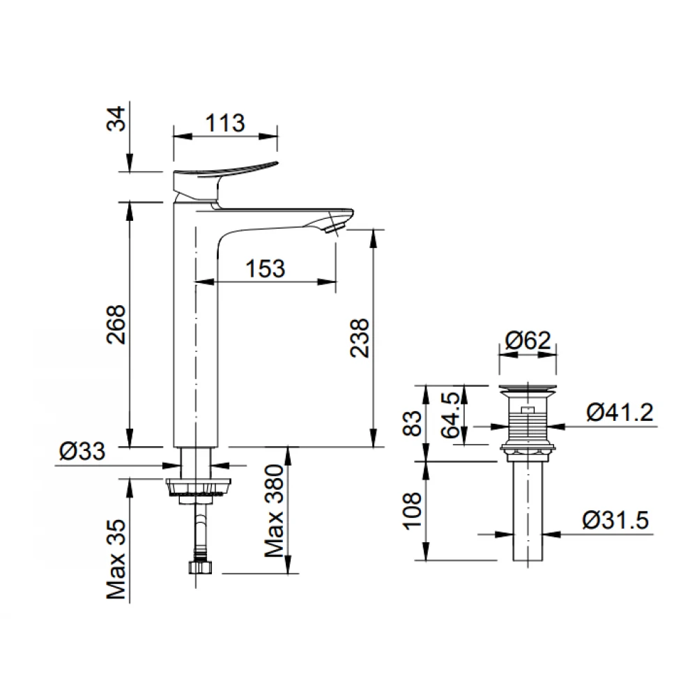 Vòi lavabo chậu rửa mặt INAX LFV-502SH nóng lạnh cổ cao (LFV502SH)