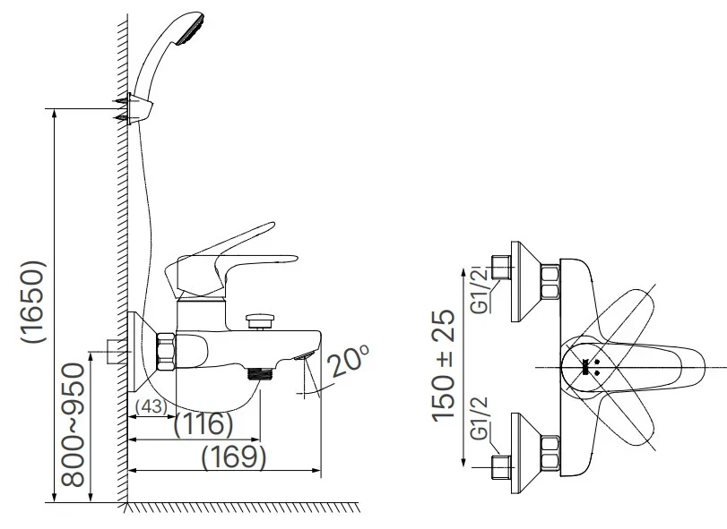 Vòi sen tắm nóng lạnh INAX BFV-1113S-4C tay sen si (BFV1113S-4C tay sen si)