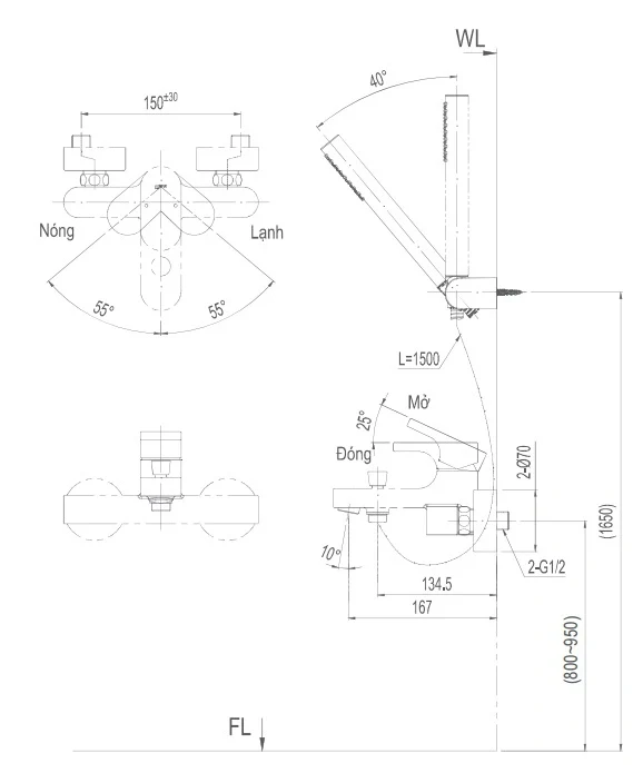 Vòi sen tắm nóng lạnh INAX BFV-6003S (BFV6003S)