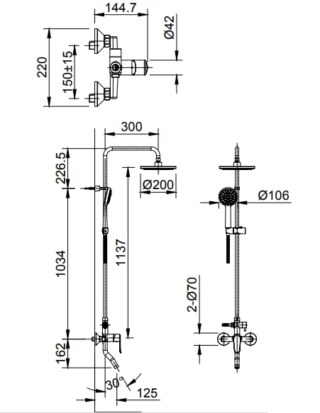 Cây sen tắm đứng nóng lạnh INAX BFV-1115S (BFV1115S)