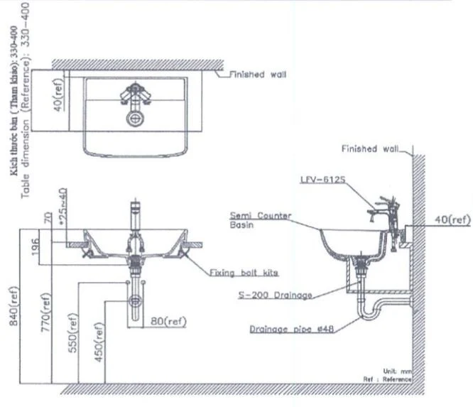 Lavabo chậu rửa mặt INAX L-345VFC bán âm (L345VFC)