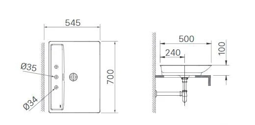 Lavabo chậu rửa mặt INAX CERAFINE AL-S630VGC đặt bàn 3 lỗ