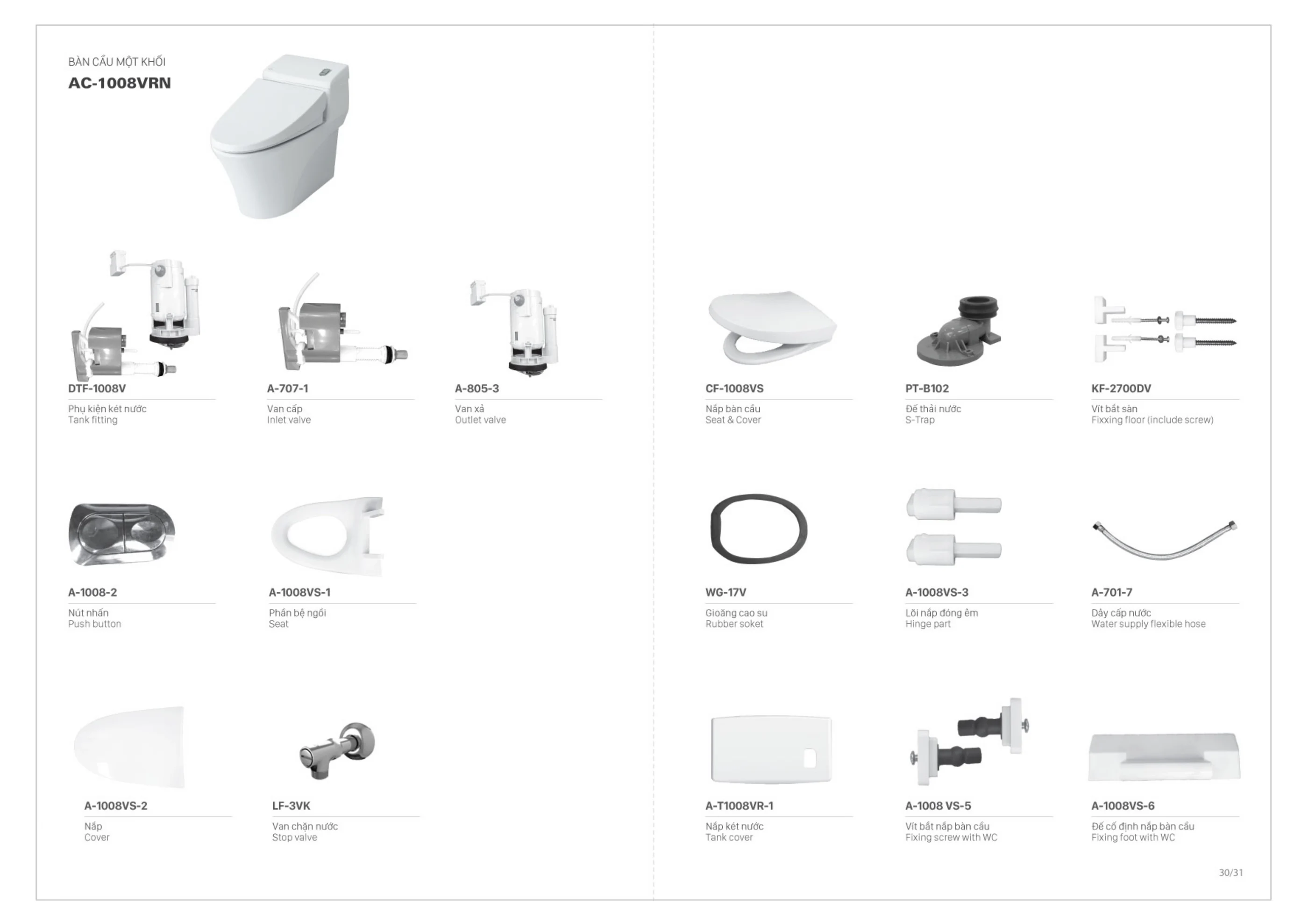Bồn cầu 1 khối INAX AC-1008VRN Aqua Ceramic (AC1008VRN)