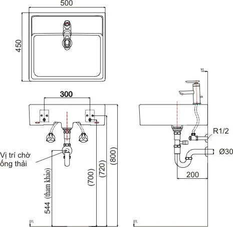 Lavabo chậu rửa mặt INAX AL-293V đặt bàn 3 lỗ (AL293V)