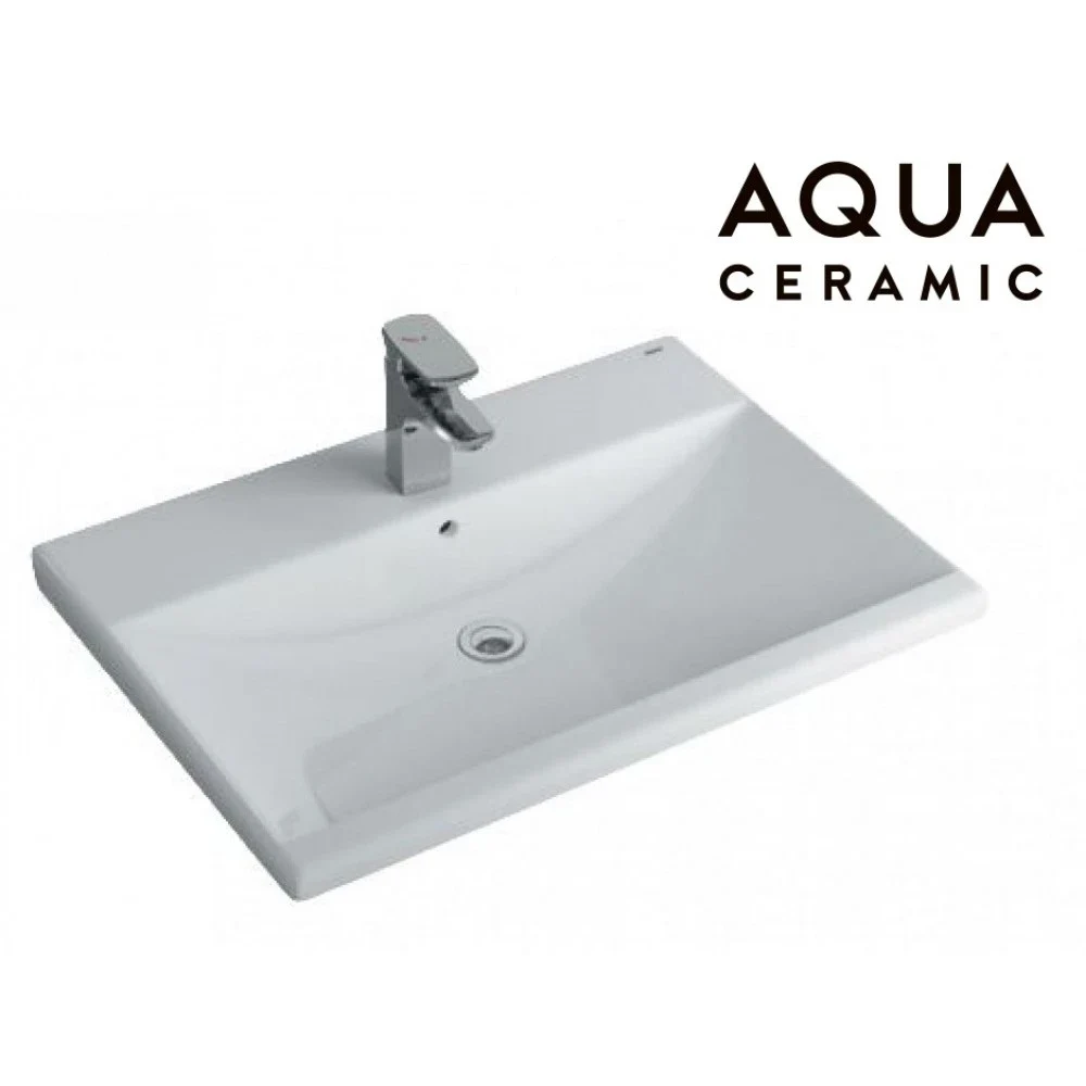 Lavabo chậu rửa mặt INAX AL-2397V bán âm dương vành sứ chống bám bẩn Aquaceramic (AL-2397V)