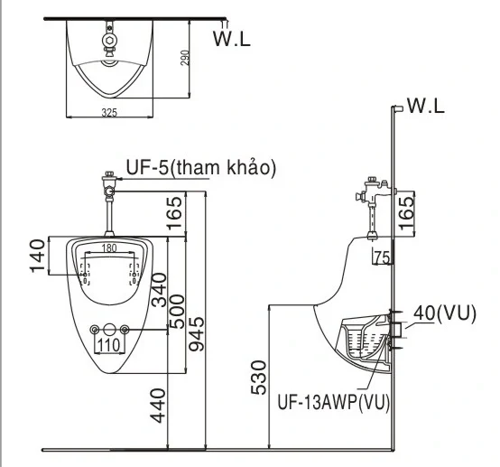 Bồn tiểu nam INAX U-440V treo tường (U440V)