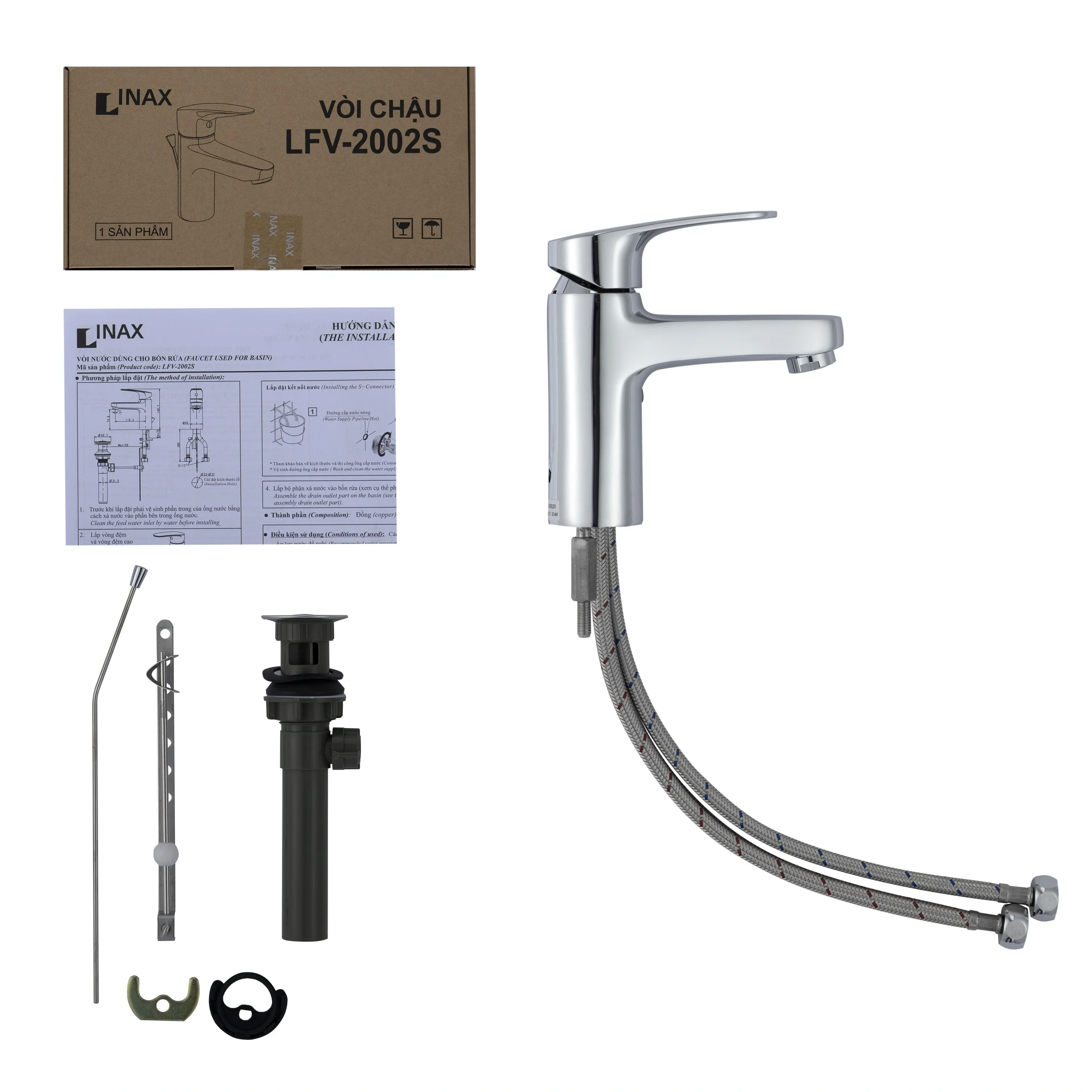Vòi lavabo chậu rửa mặt INAX LFV-2002S nóng lạnh gật gù (LFV2002S)