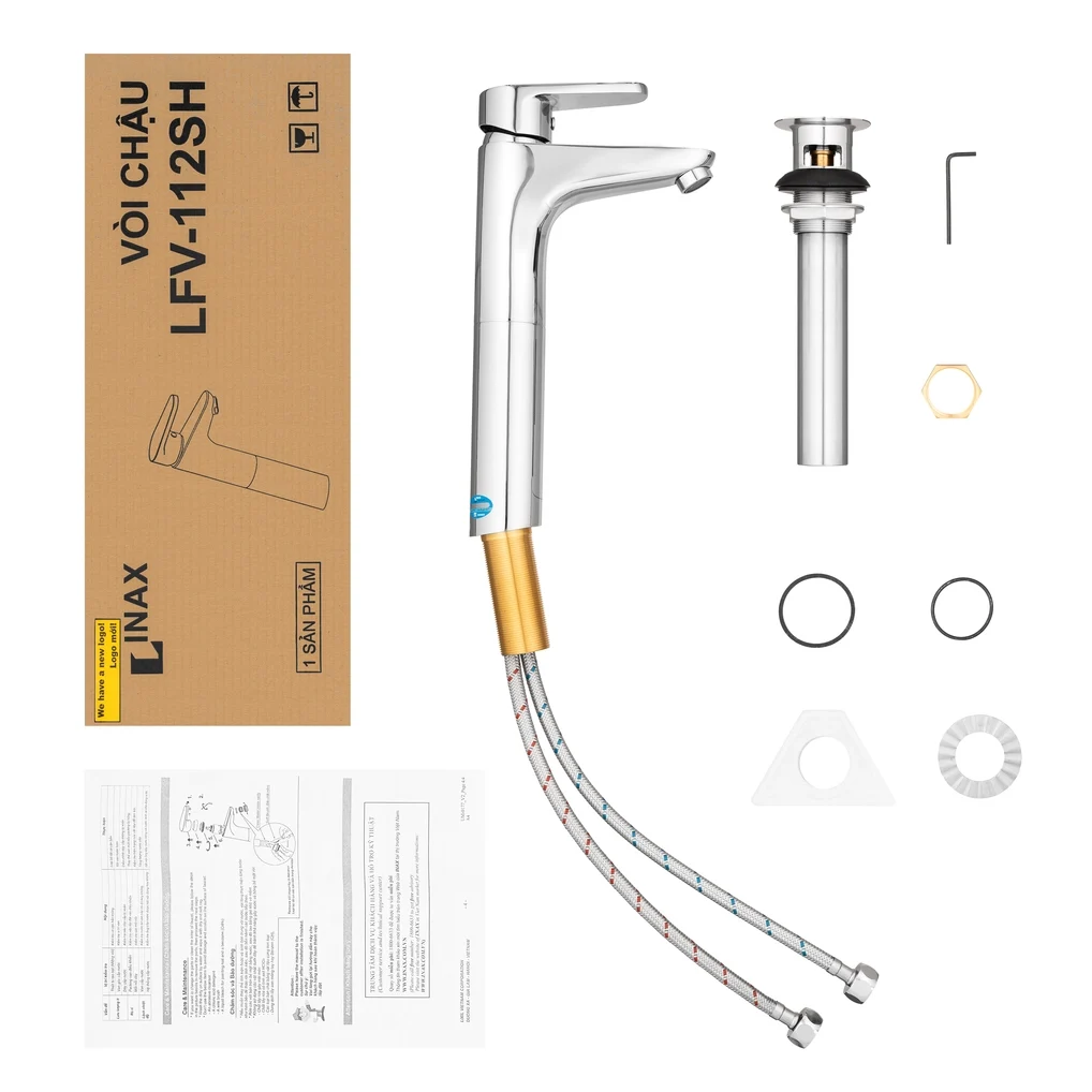 Vòi lavabo chậu rửa mặt INAX LFV-112SH nóng lạnh cổ cao (LFV112SH)
