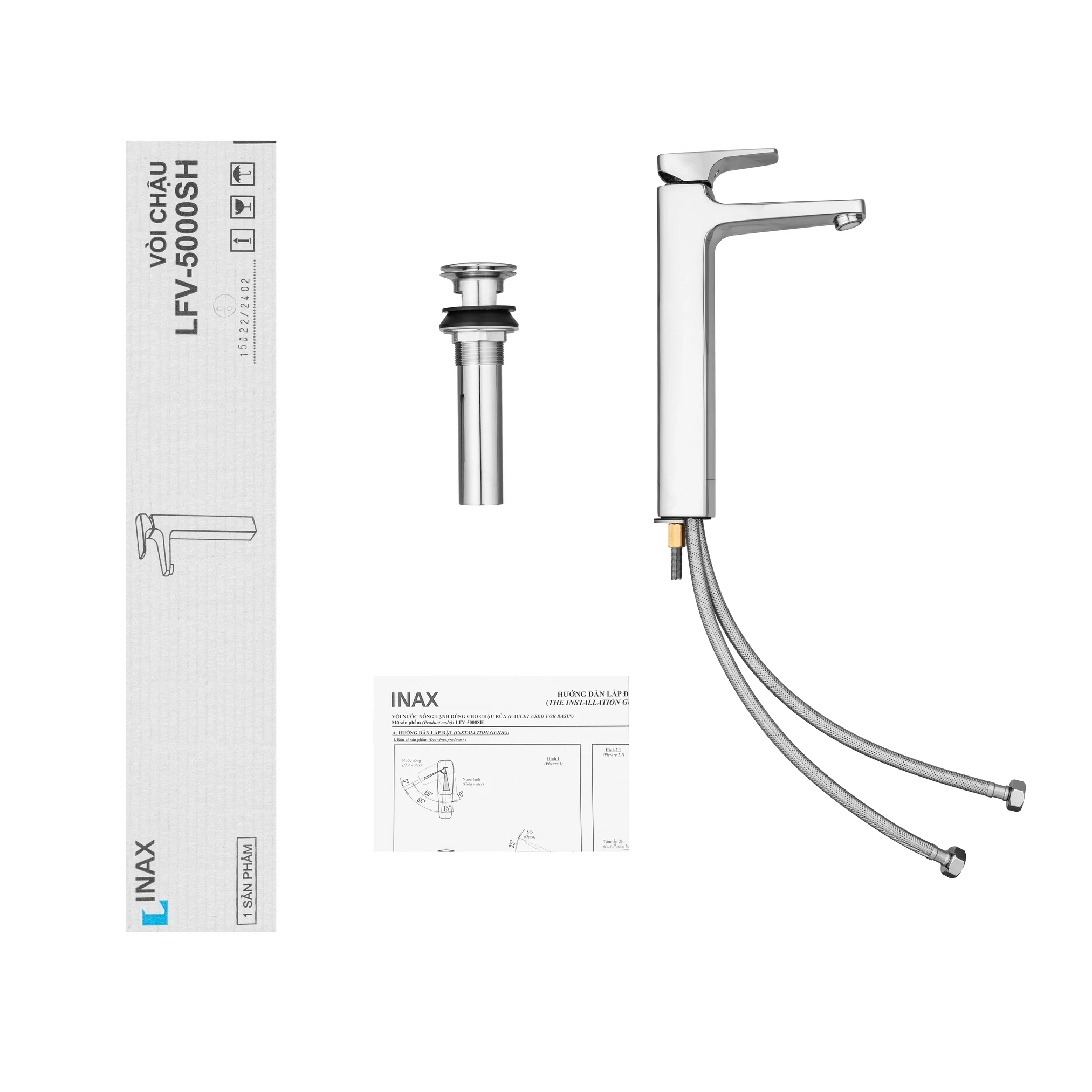 Vòi lavabo chậu rửa mặt INAX LFV-5000SH nóng lạnh cổ cao (LFV5000SH)