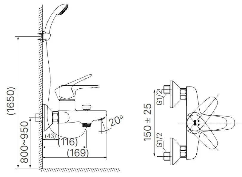 Vòi sen tắm nóng lạnh INAX BFV-113S (BFV113S)