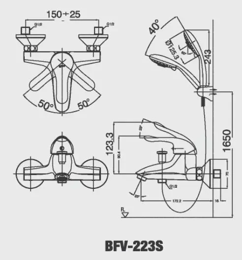Vòi sen tắm nóng lạnh INAX BFV-223S (BFV223S)