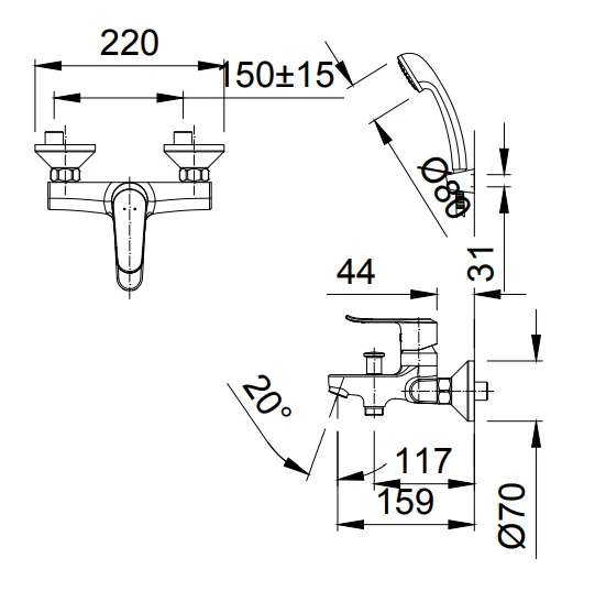 Vòi sen tắm nóng lạnh INAX BFV-2013S (BFV2013S)