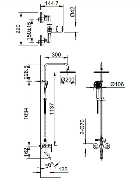 Cây sen tắm đứng nóng lạnh INAX BFV-2015S (BFV2015S)