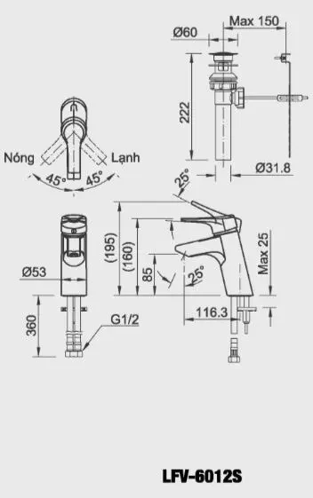 Vòi lavabo chậu rửa mặt INAX LFV-6012S nóng lạnh gật gù (LFV6012S)