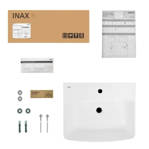 Lavabo chậu rửa mặt INAX L-312V treo tường chân ngắn